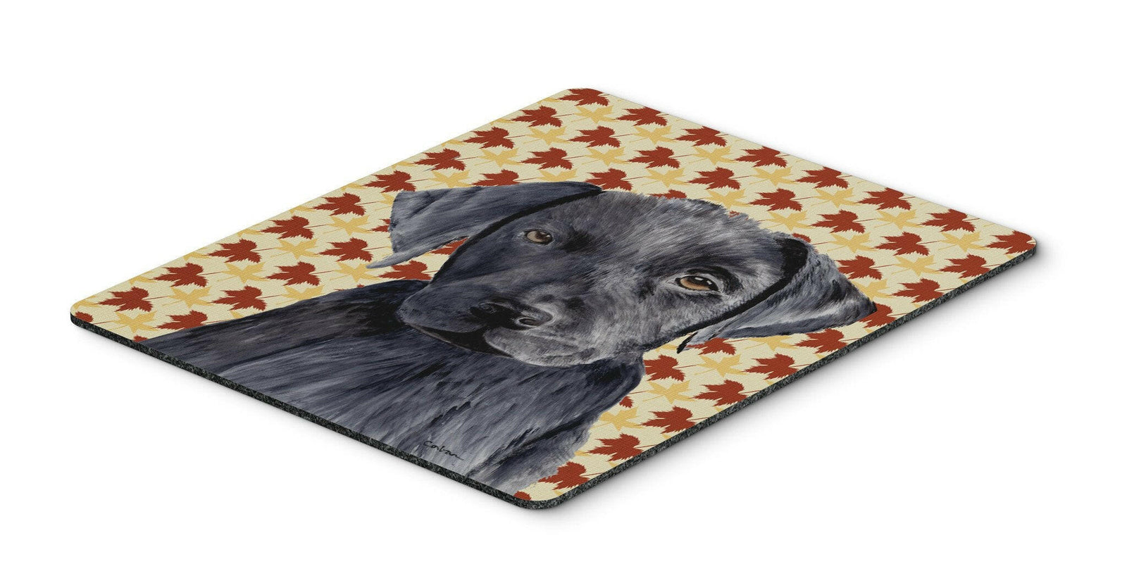 Labrador Black Fall Leaves Portrait Mouse Pad, Hot Pad or Trivet by Caroline's Treasures