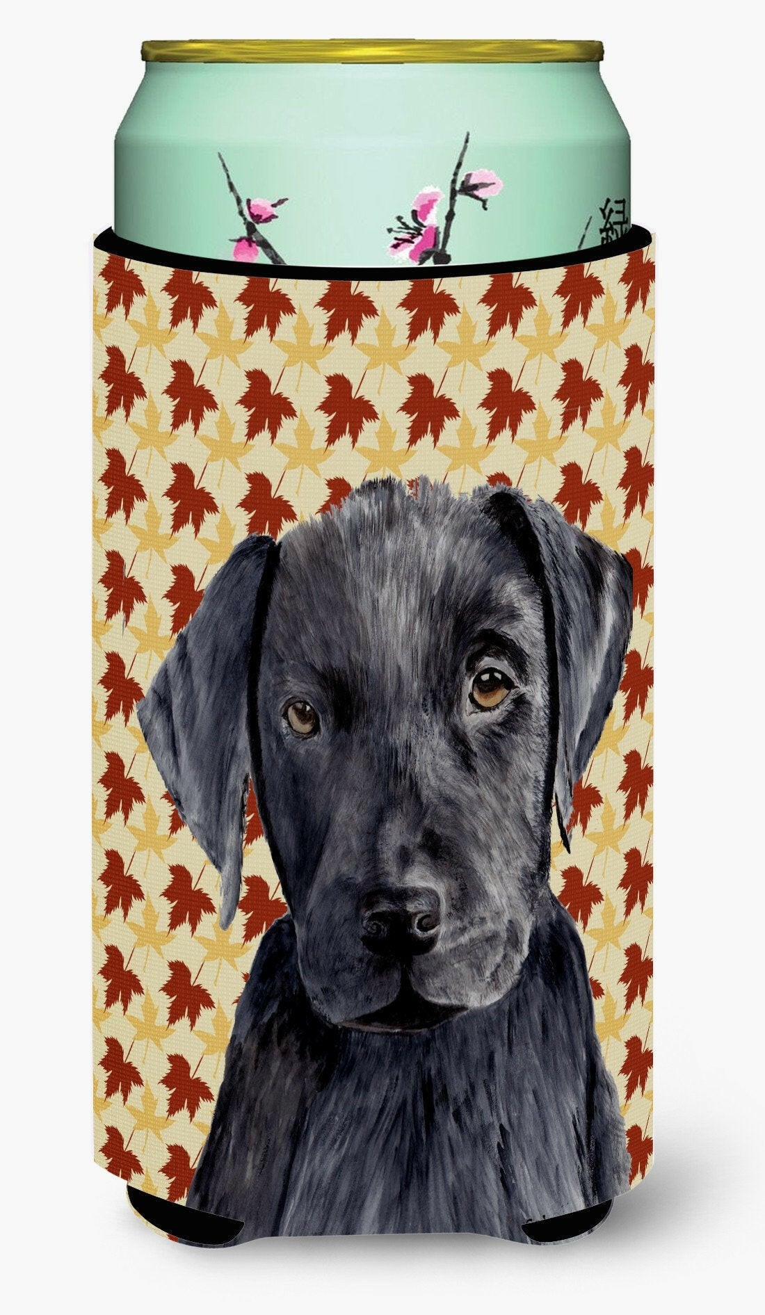 Labrador Black Fall Leaves Portrait  Tall Boy Beverage Insulator Beverage Insulator Hugger by Caroline's Treasures