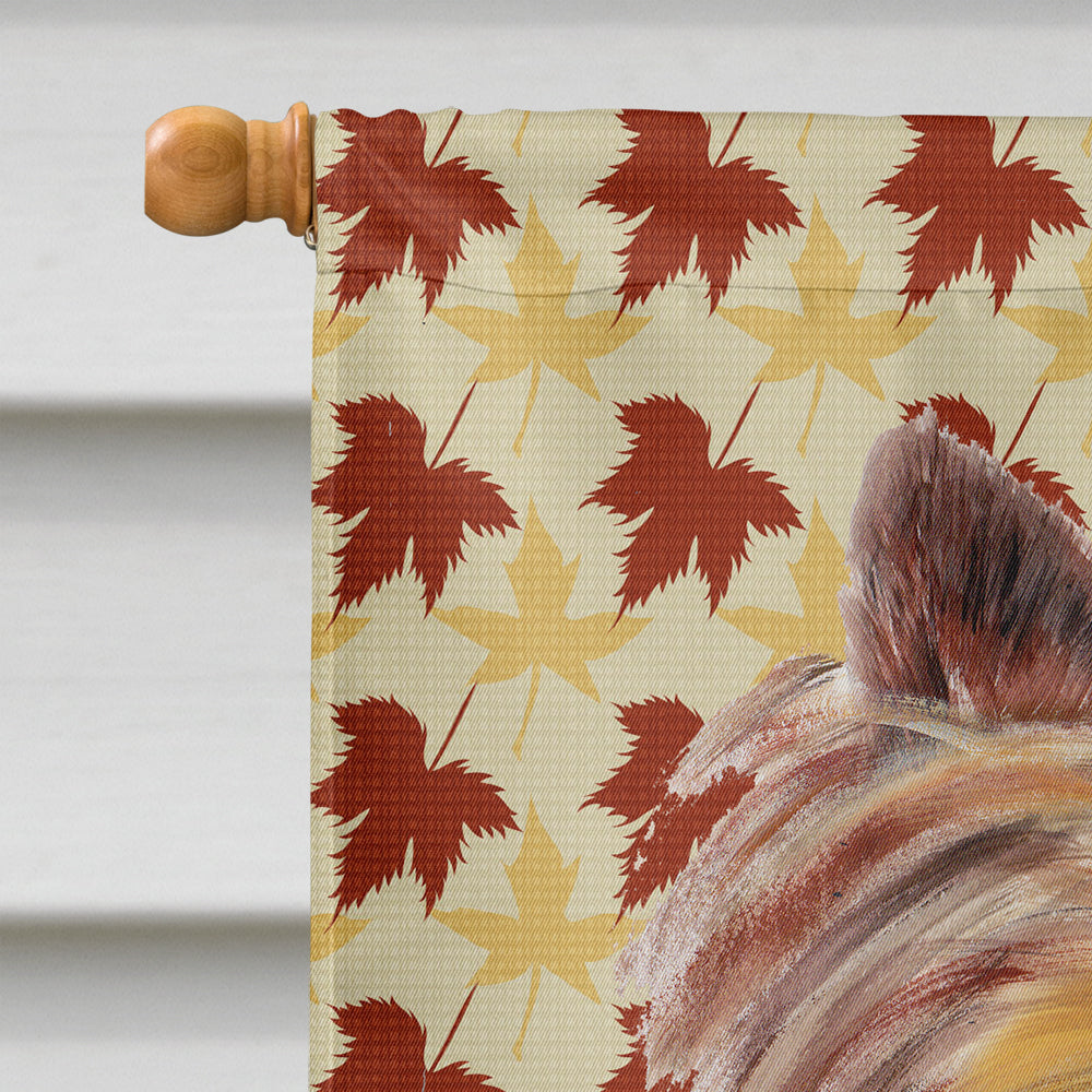 Yorkie Fall Leaves Portrait Flag Canvas House Size  the-store.com.