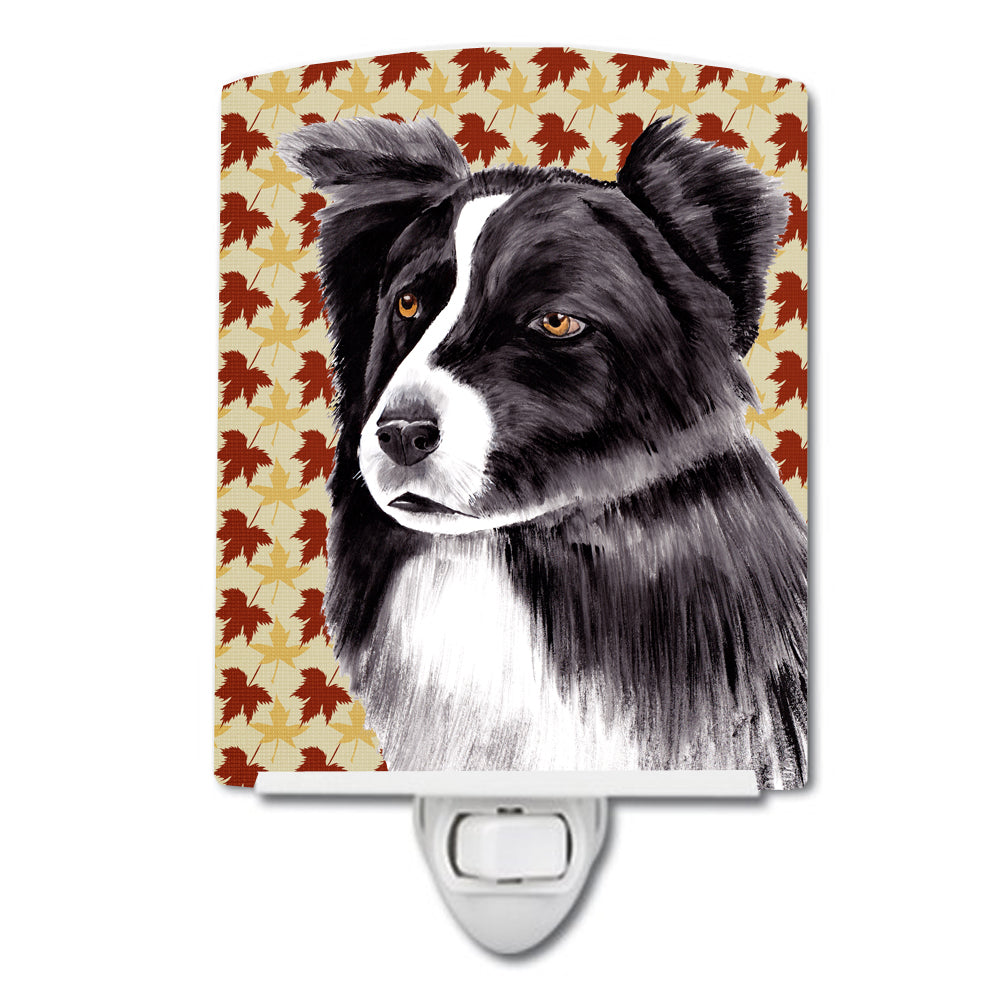 Border Collie Fall Leaves Portrait Ceramic Night Light SC9207CNL - the-store.com