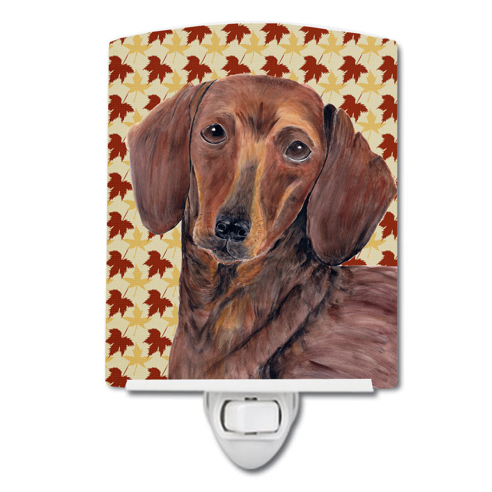 Dachshund Fall Leaves Portrait Ceramic Night Light SC9208CNL - the-store.com