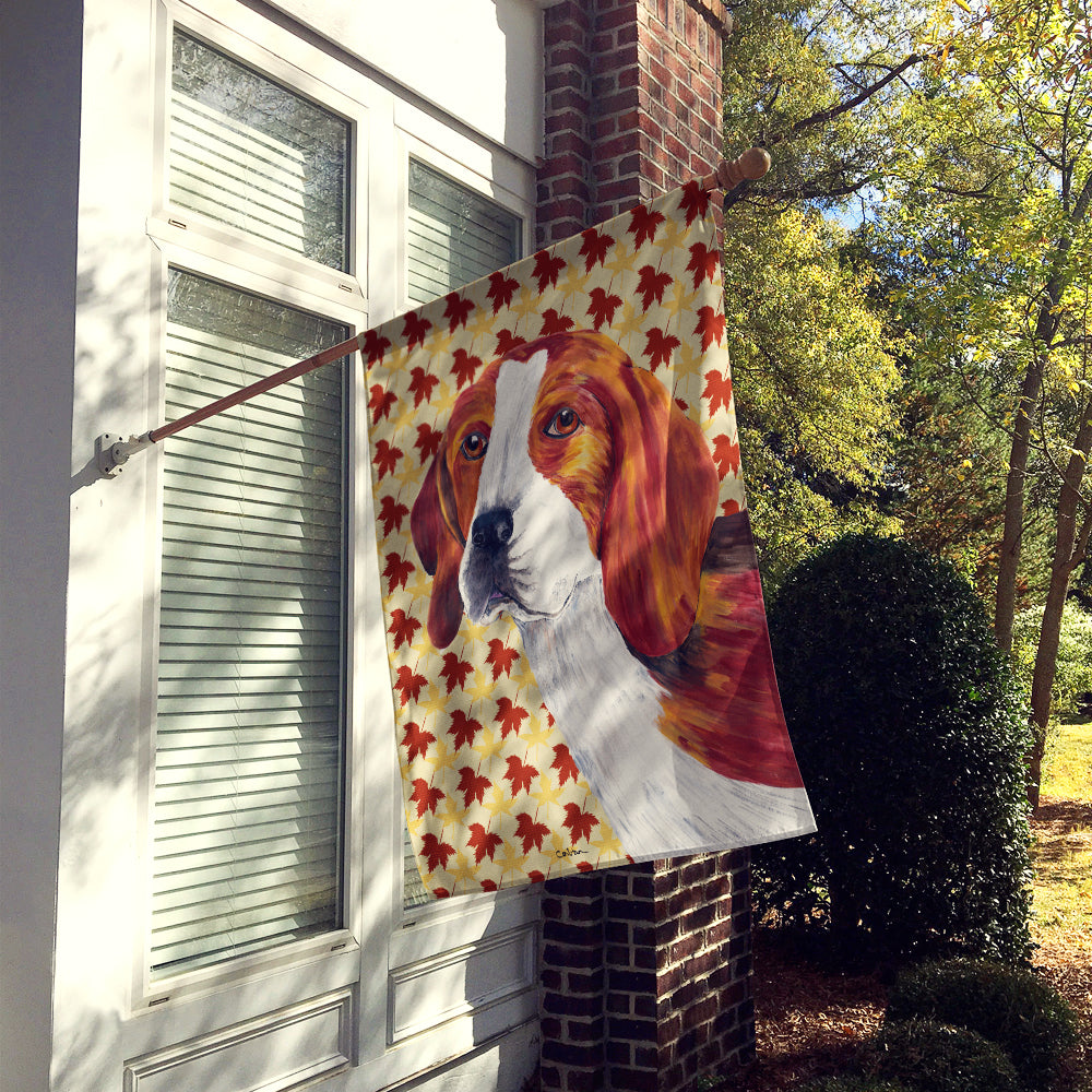Beagle Fall Leaves Portrait Flag Canvas House Size  the-store.com.
