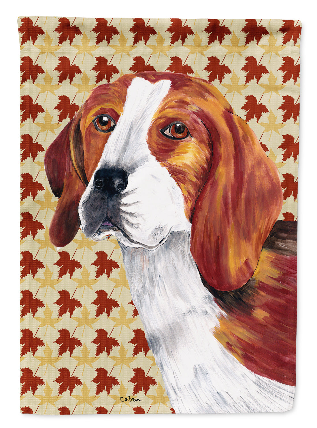 Beagle Fall Leaves Portrait Flag Canvas House Size  the-store.com.