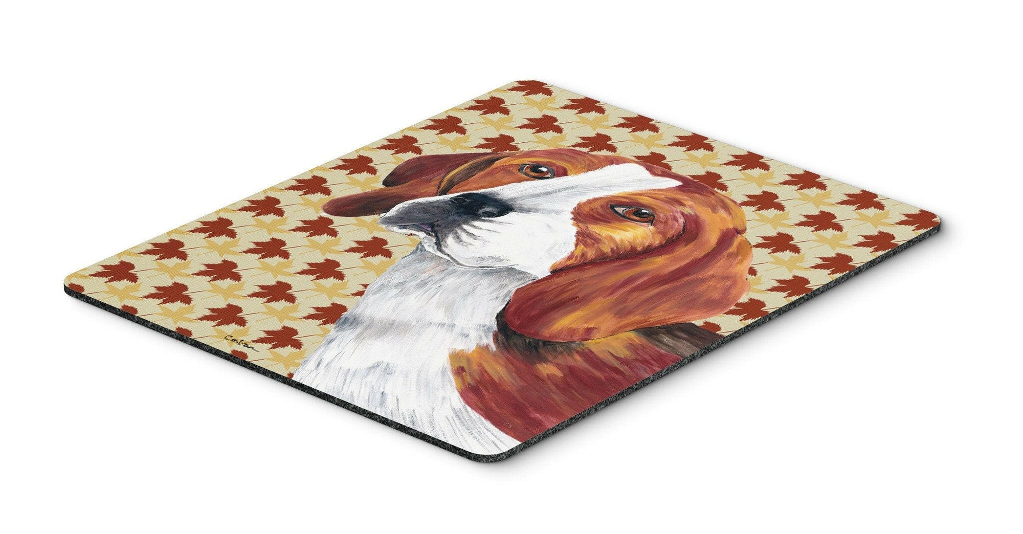 Beagle Fall Leaves Portrait Mouse Pad, Hot Pad or Trivet by Caroline's Treasures