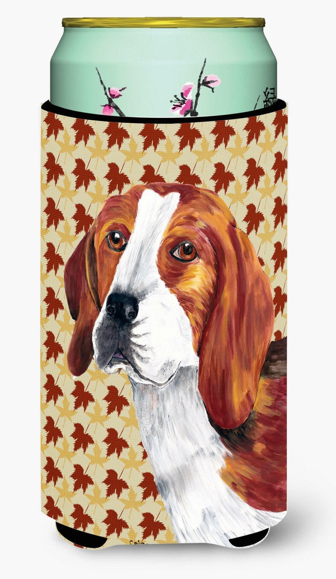 Beagle Fall Leaves Portrait  Tall Boy Beverage Insulator Beverage Insulator Hugger by Caroline&#39;s Treasures