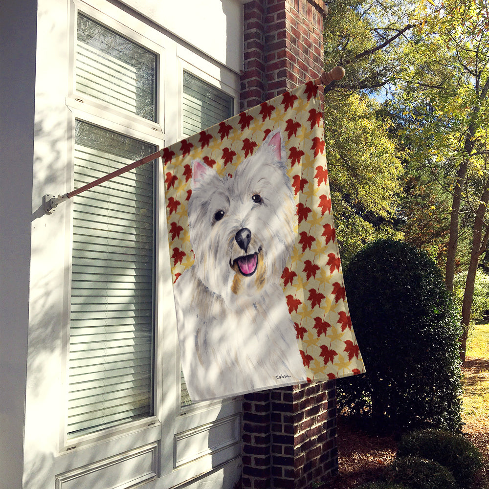 Westie Fall Leaves Portrait Flag Canvas House Size  the-store.com.