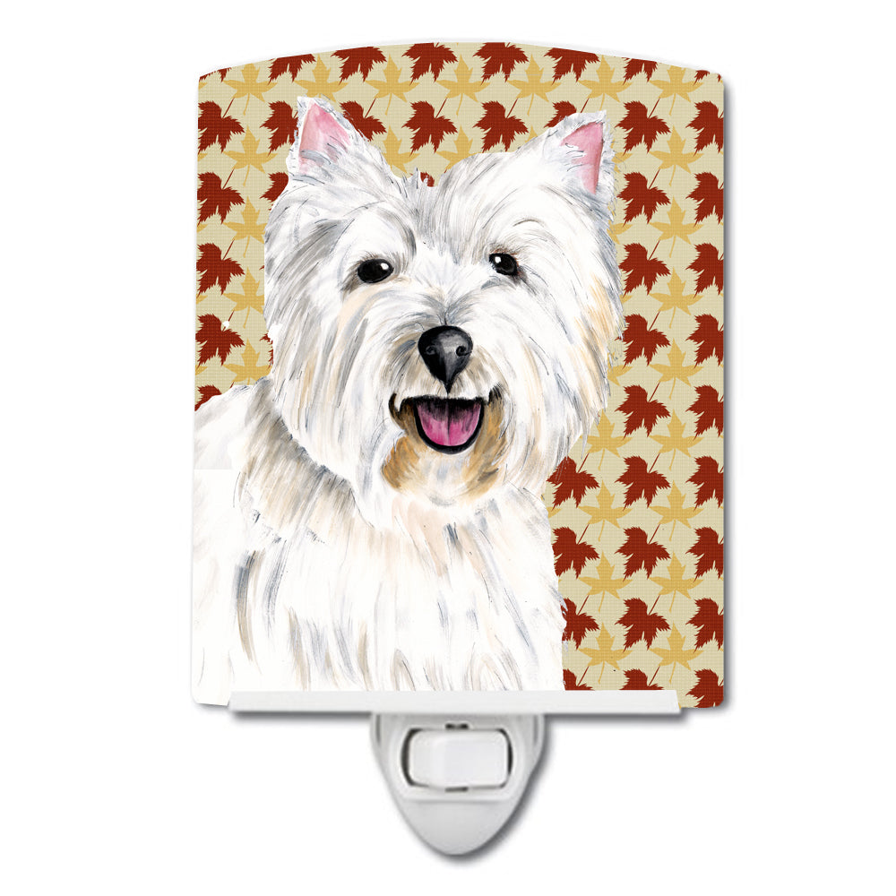 Westie Fall Leaves Portrait Ceramic Night Light SC9210CNL - the-store.com