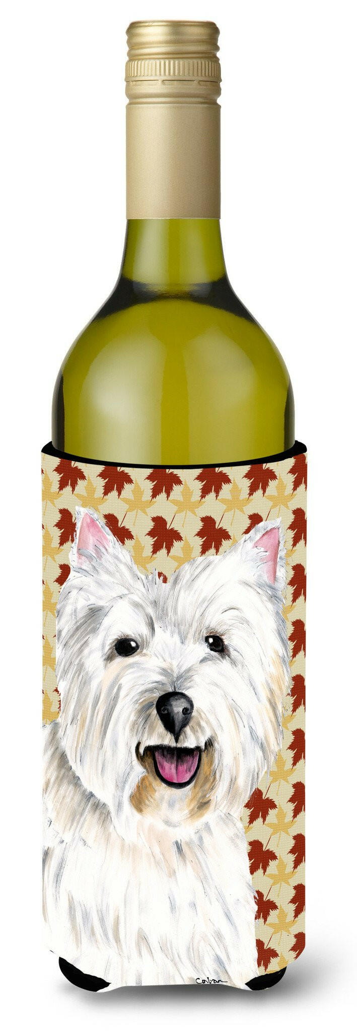 Westie Fall Leaves Portrait Wine Bottle Beverage Insulator Beverage Insulator Hugger SC9210LITERK by Caroline's Treasures