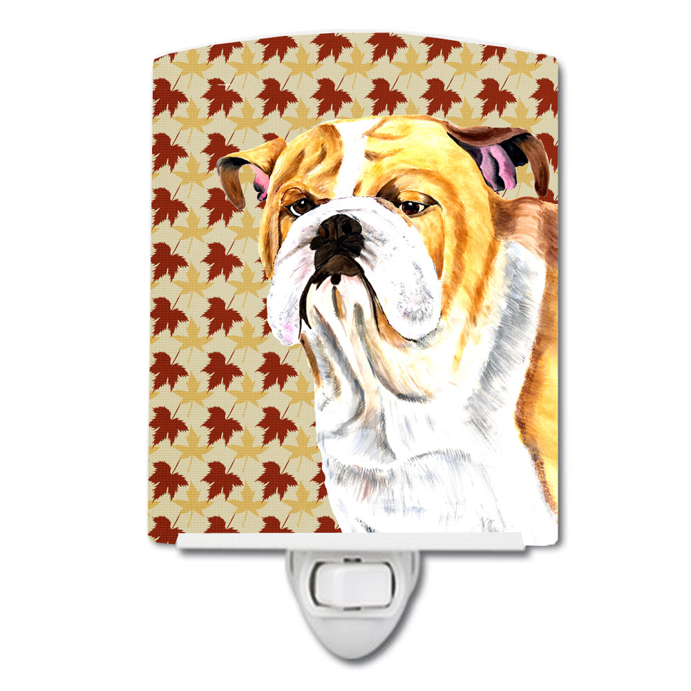 Bulldog English Fall Leaves Portrait Ceramic Night Light SC9214CNL - the-store.com