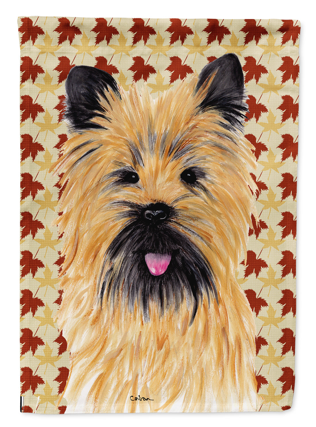 Cairn Terrier Fall Leaves Portrait Flag Canvas House Size  the-store.com.