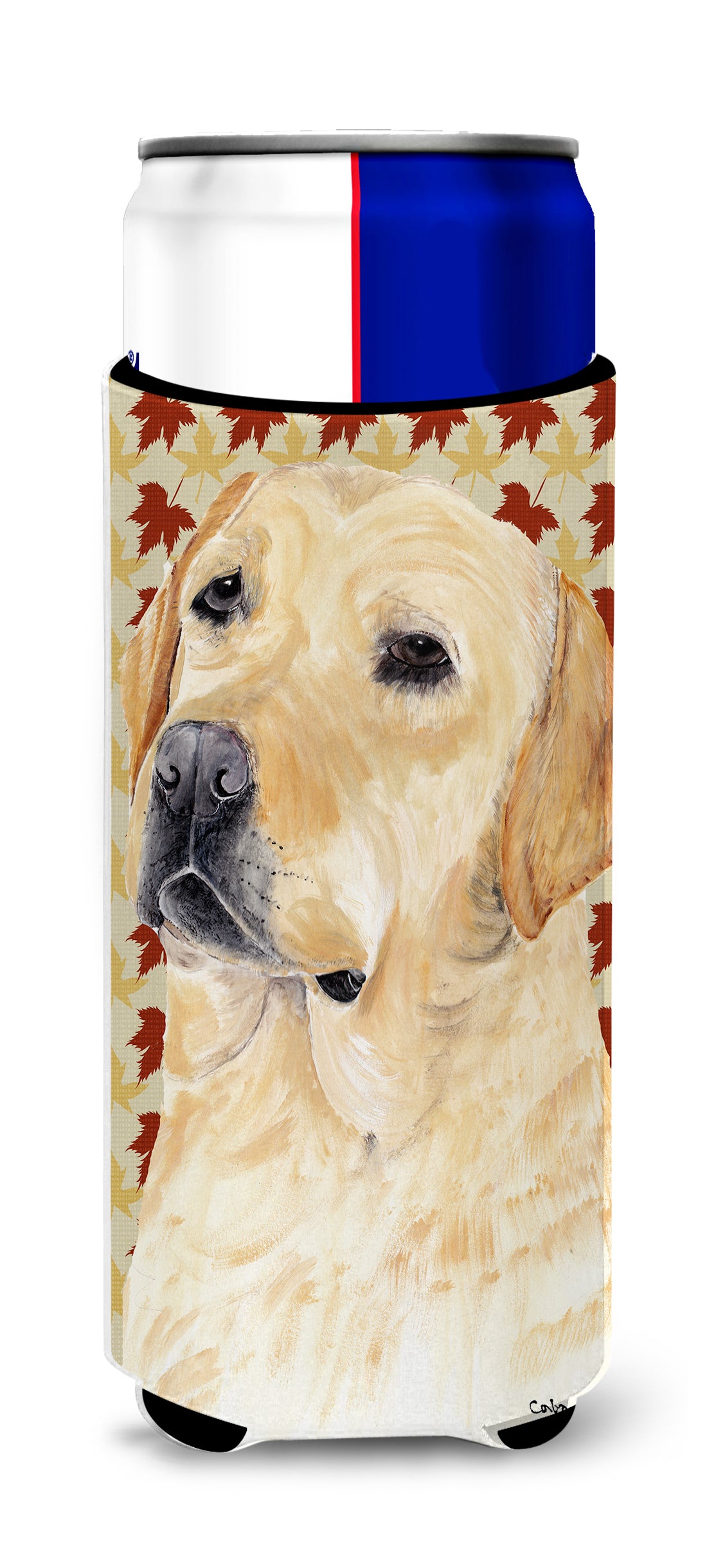 Labrador Yellow Fall Leaves Portrait Ultra Beverage Insulators for slim cans SC9216MUK.