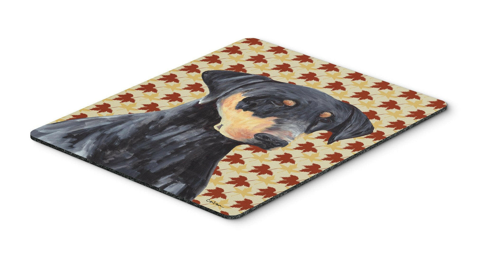 Doberman Fall Leaves Portrait Mouse Pad, Hot Pad or Trivet by Caroline's Treasures