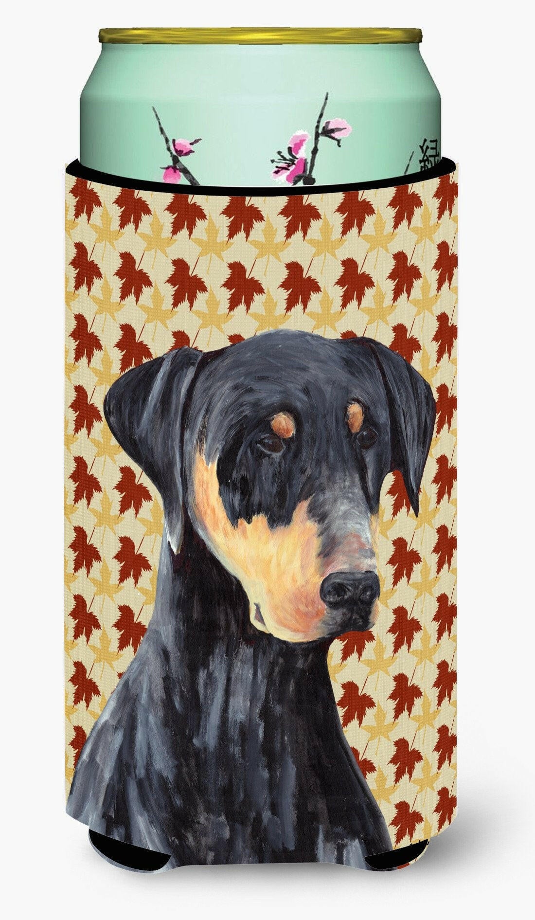 Doberman Fall Leaves Portrait  Tall Boy Beverage Insulator Beverage Insulator Hugger by Caroline's Treasures