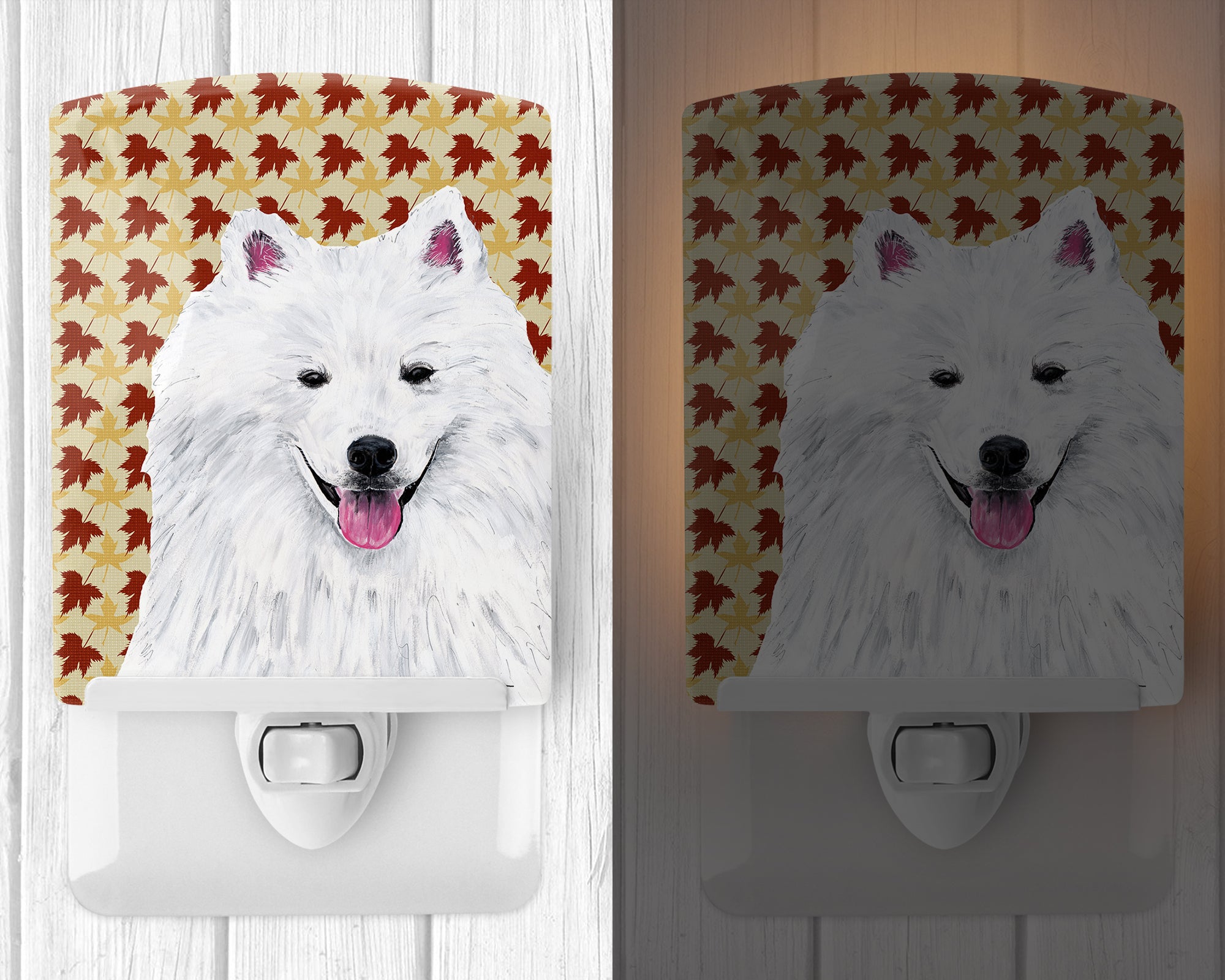 American Eskimo Fall Leaves Portrait Ceramic Night Light SC9218CNL - the-store.com