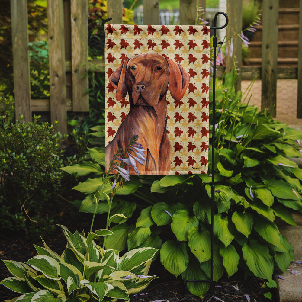 Vizsla Fall Leaves Portrait Flag Garden Size.