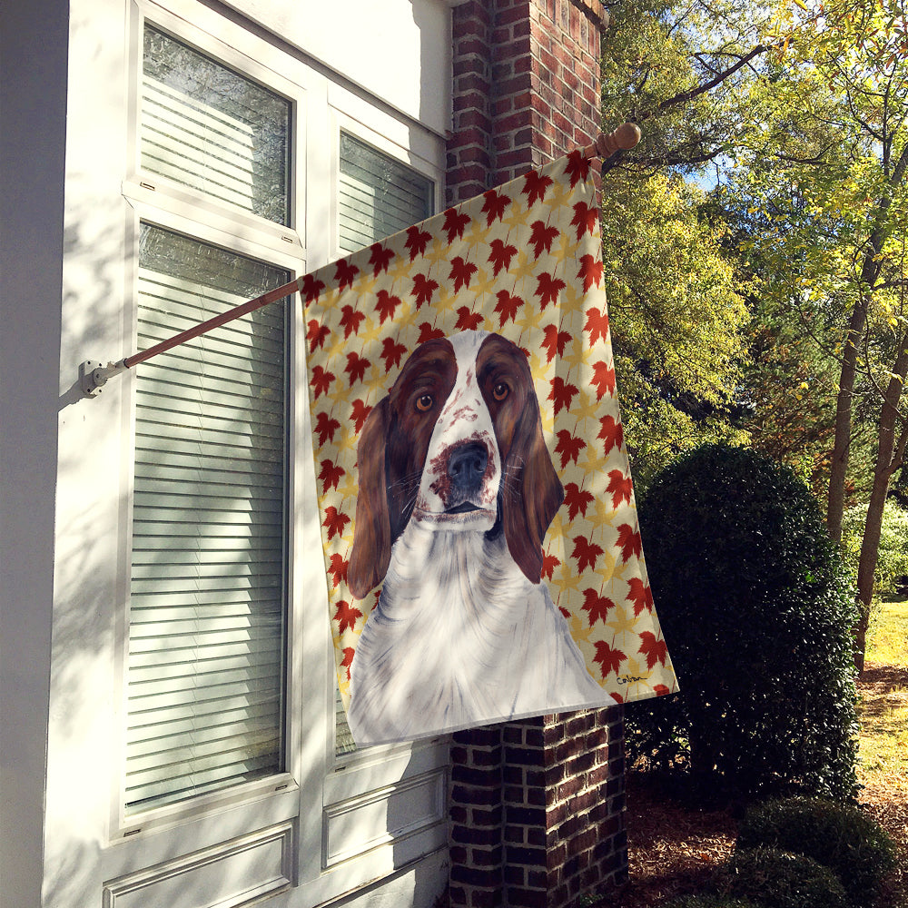 Welsh Springer Spaniel Fall Leaves Portrait Flag Canvas House Size  the-store.com.