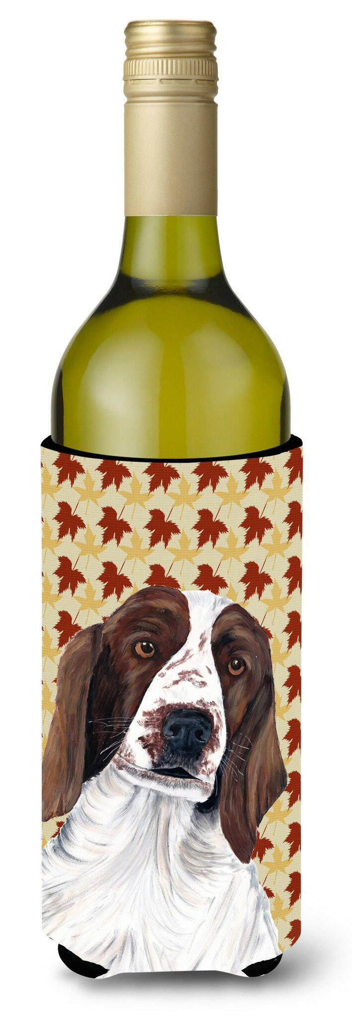 Welsh Springer Spaniel Fall Leaves Portrait Wine Bottle Beverage Insulator Beverage Insulator Hugger by Caroline's Treasures