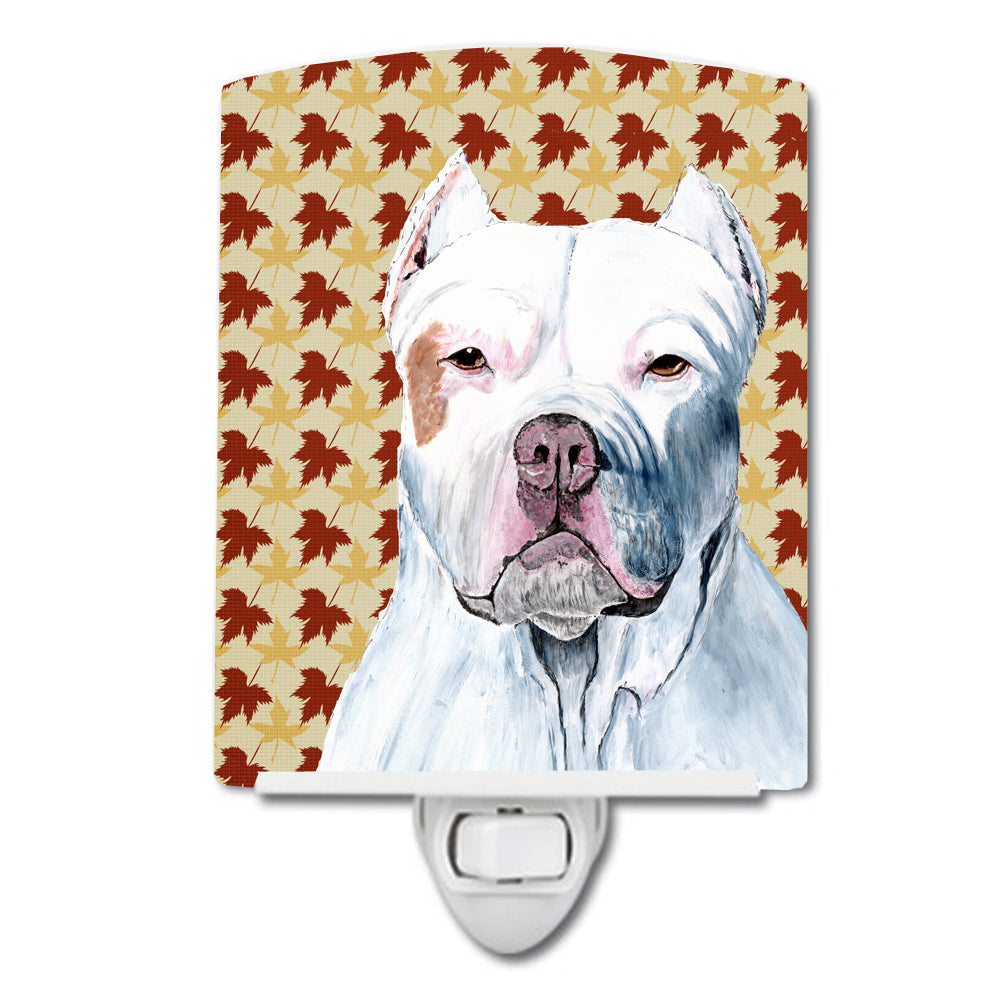 Pit Bull Fall Leaves Portrait Ceramic Night Light SC9221CNL - the-store.com