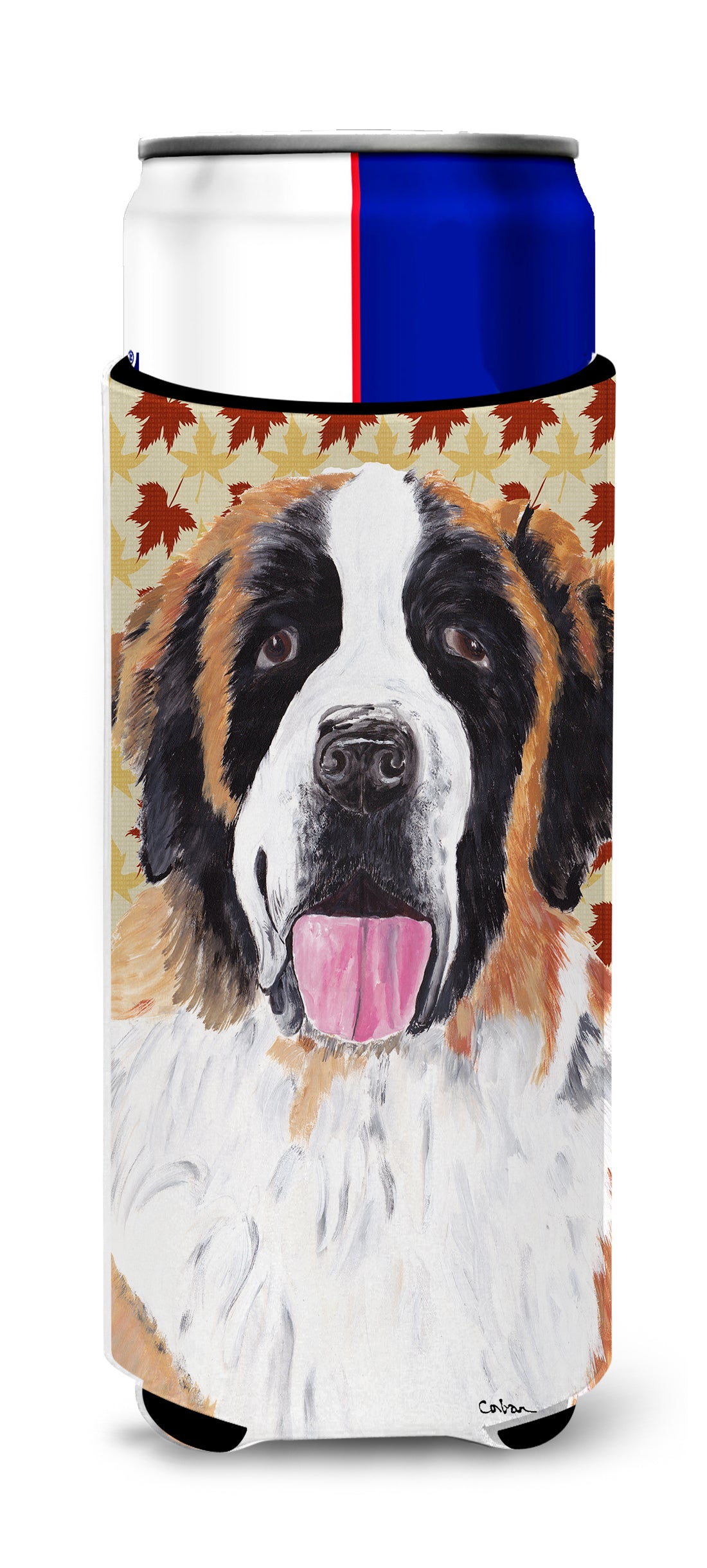 Saint Bernard Fall Leaves Portrait Ultra Beverage Insulators for slim cans SC9222MUK.