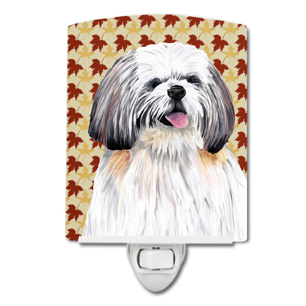 Shih Tzu Fall Leaves Portrait Ceramic Night Light SC9223CNL - the-store.com