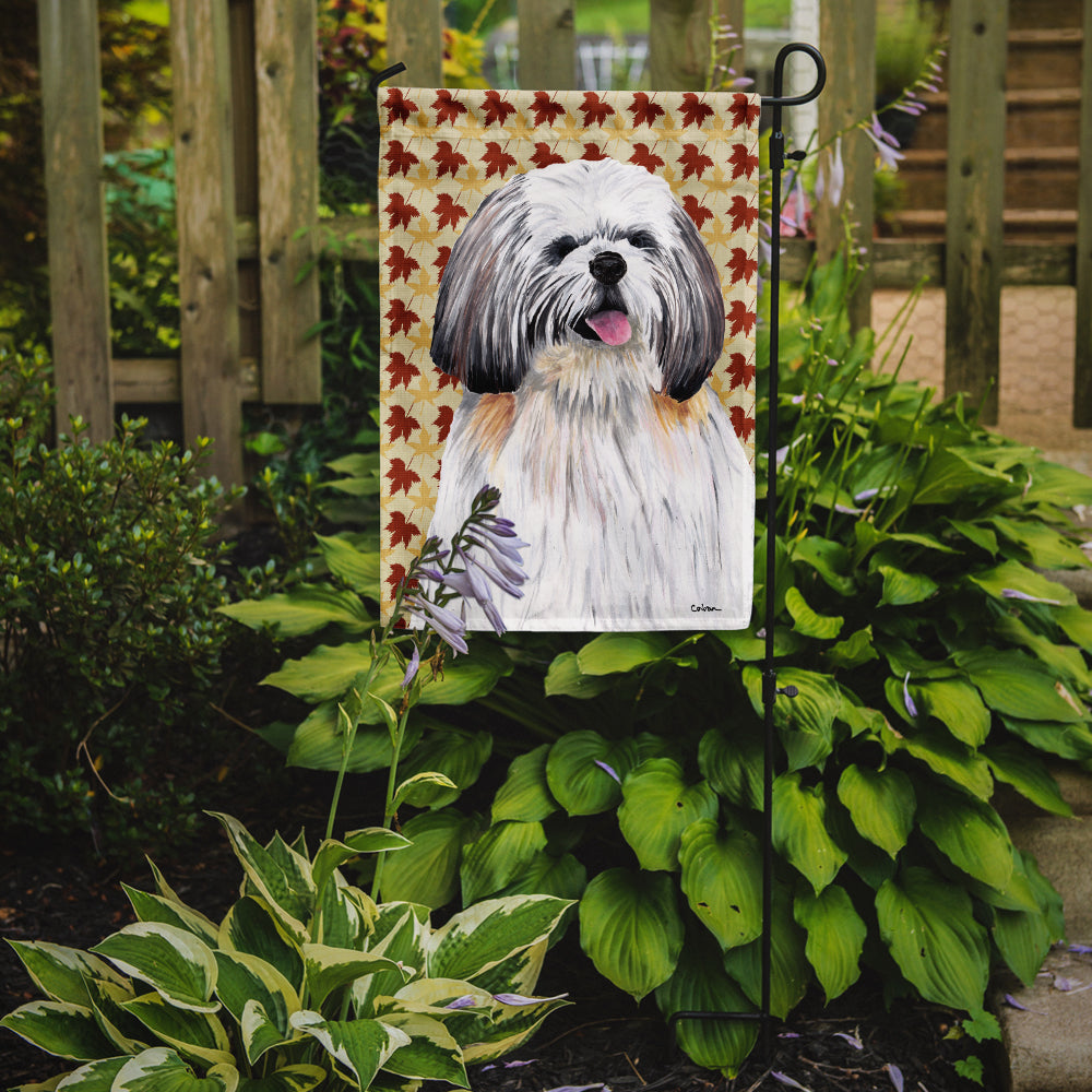 Shih Tzu Fall Leaves Portrait Flag Garden Size.