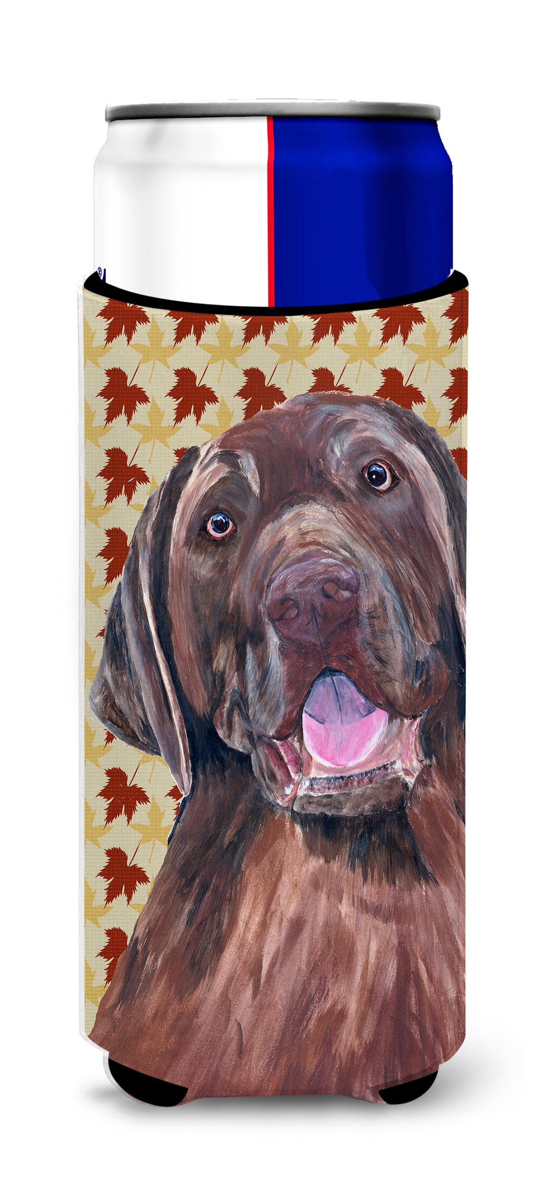 Labrador Chocolate Fall Leaves Portrait Ultra Beverage Insulators for slim cans SC9224MUK.