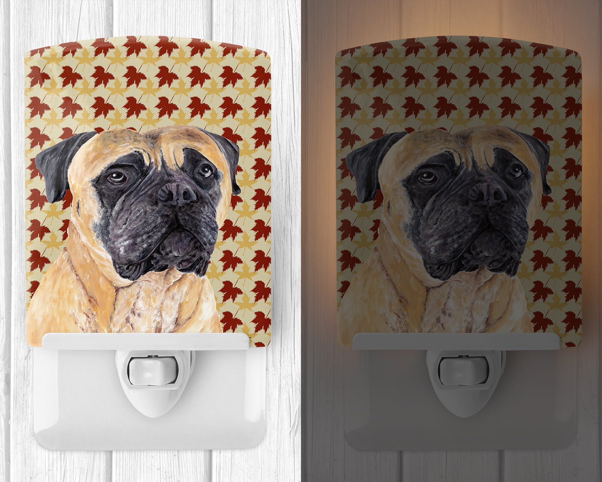 Mastiff Fall Leaves Portrait Ceramic Night Light SC9225CNL - the-store.com