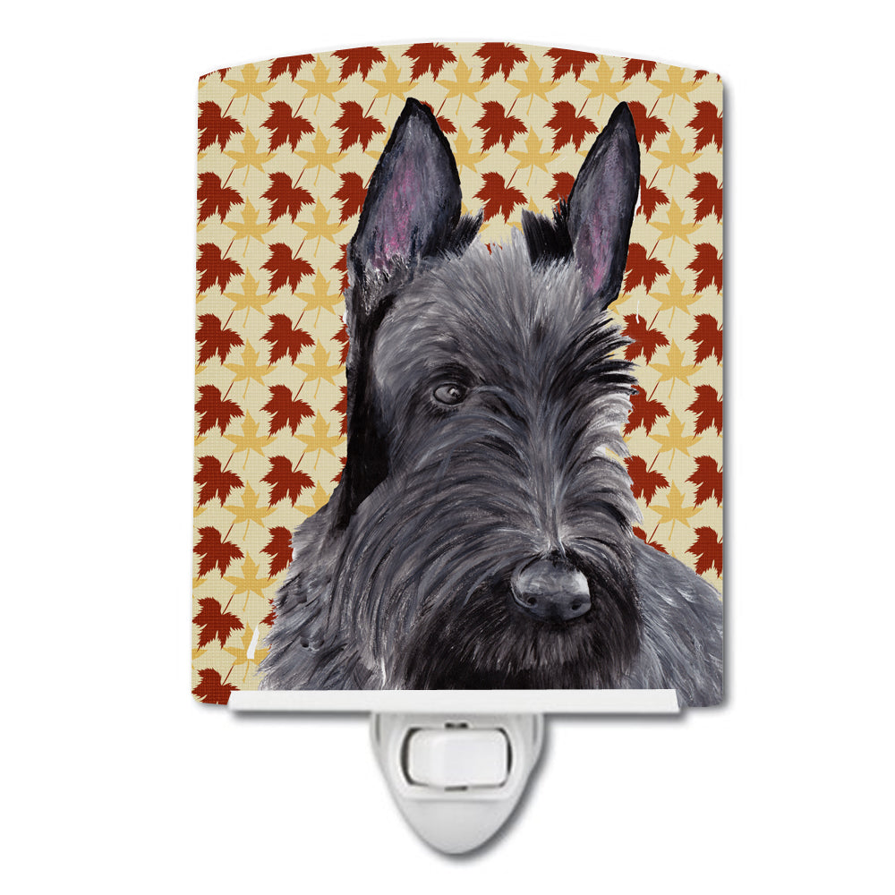 Scottish Terrier Fall Leaves Portrait Ceramic Night Light SC9226CNL - the-store.com