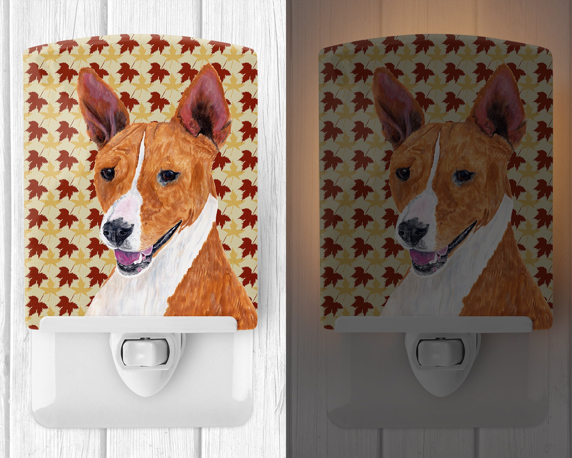 Basenji Fall Leaves Portrait Ceramic Night Light SC9227CNL - the-store.com