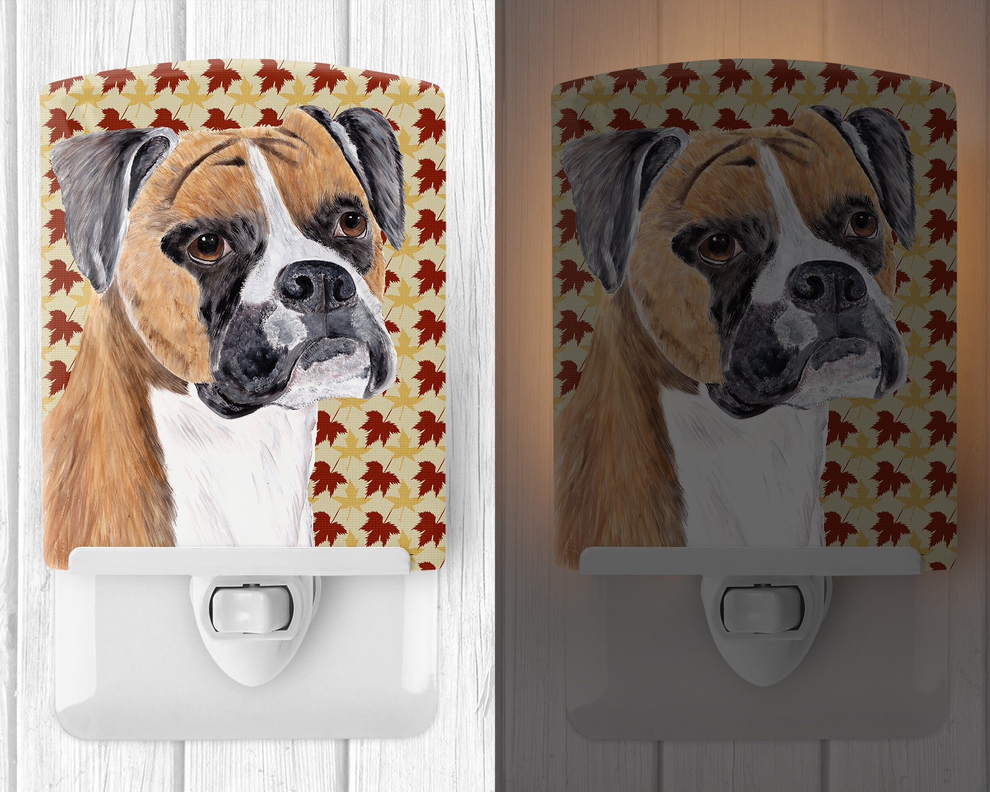 Boxer Fall Leaves Portrait Ceramic Night Light SC9230CNL - the-store.com