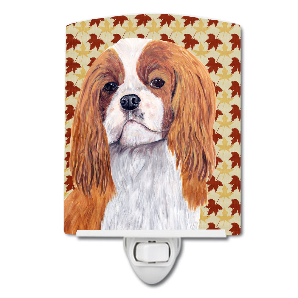 Cavalier Spaniel Fall Leaves Portrait Ceramic Night Light SC9232CNL - the-store.com