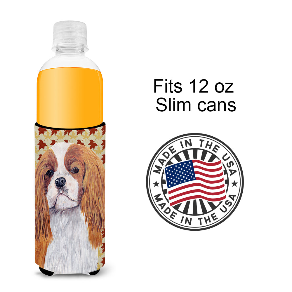 Cavalier Spaniel Fall Leaves Portrait Ultra Beverage Insulators for slim cans SC9232MUK.