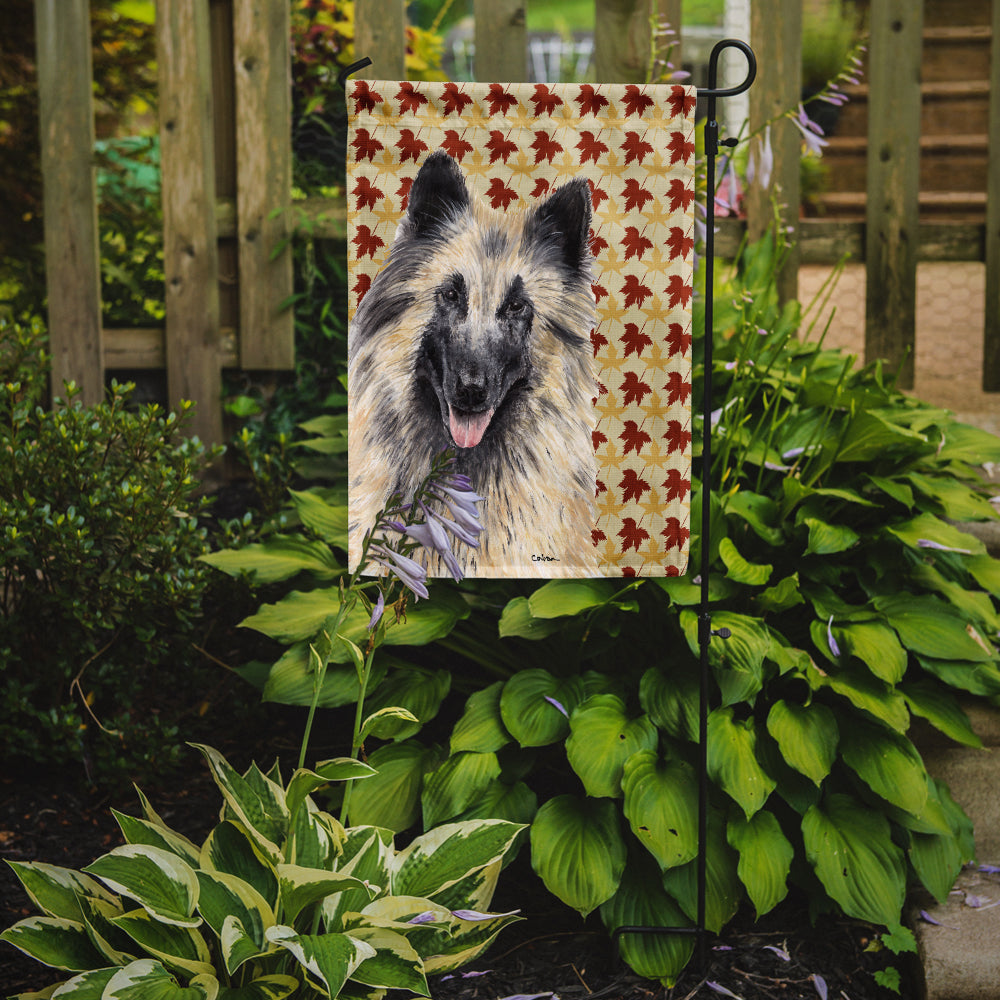 Belgian Tervuren Fall Leaves Portrait Flag Garden Size.