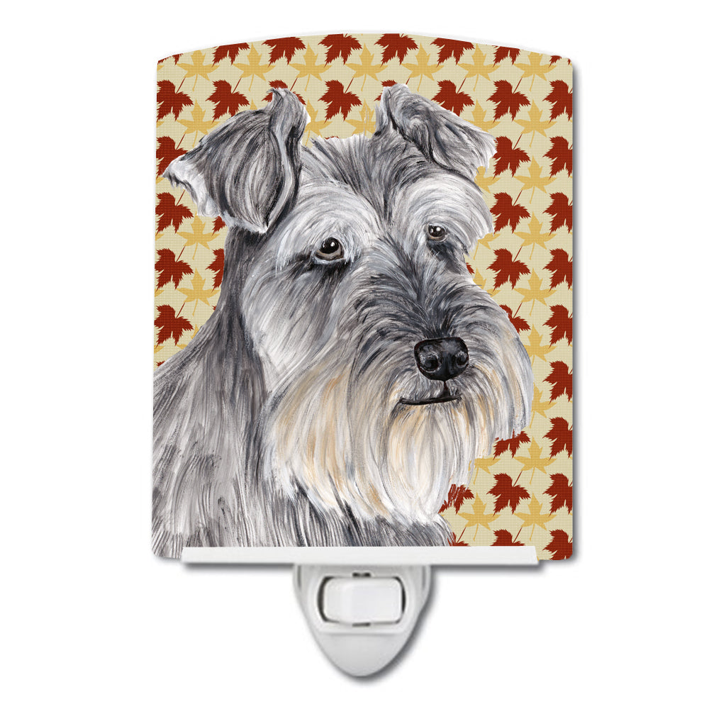 Schnauzer Fall Leaves Portrait Ceramic Night Light SC9234CNL - the-store.com