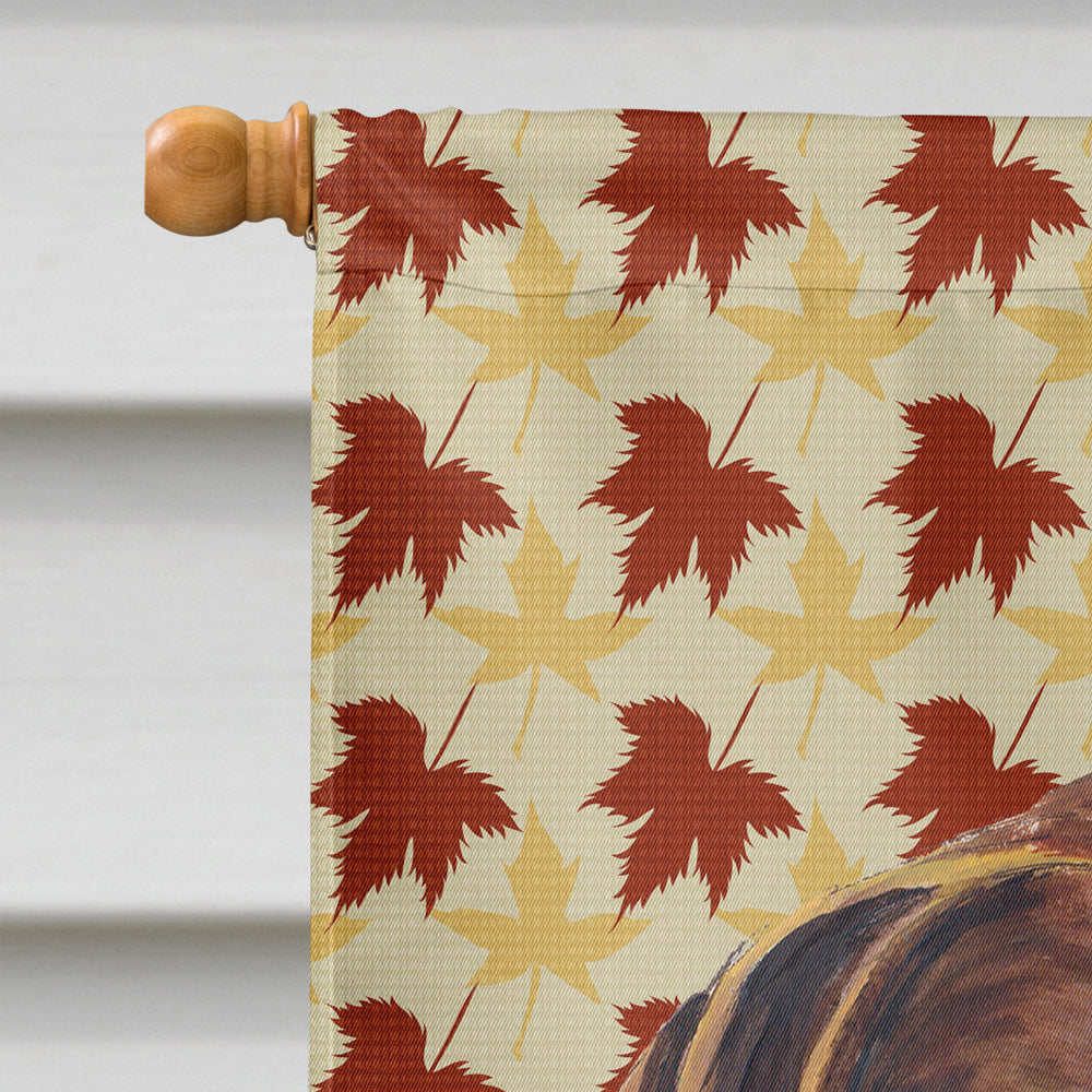 German Shorthaired Pointer Fall Leaves Portrait Flag Canvas House Size  the-store.com.