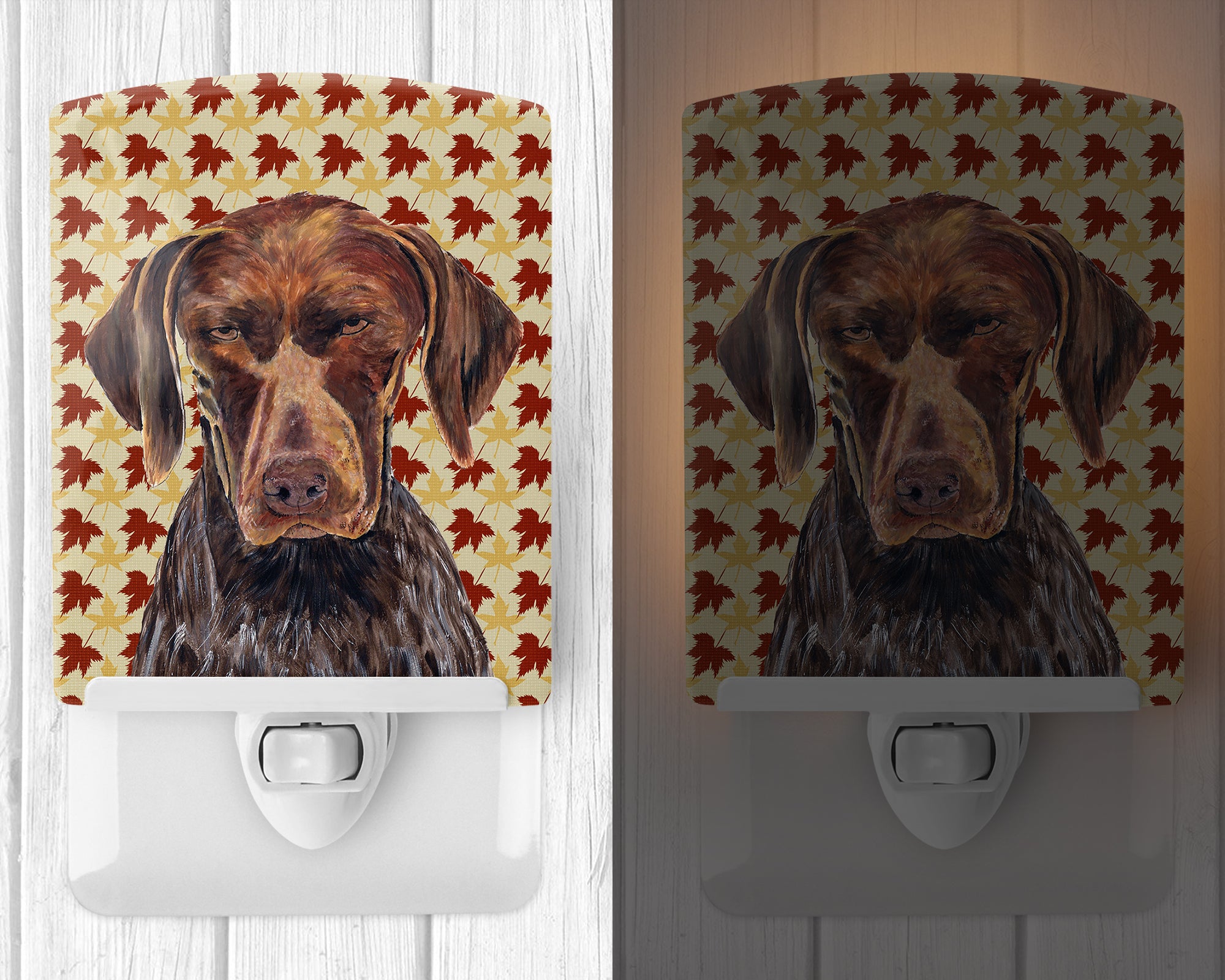 German Shorthaired Pointer Fall Leaves Portrait Ceramic Night Light SC9235CNL - the-store.com