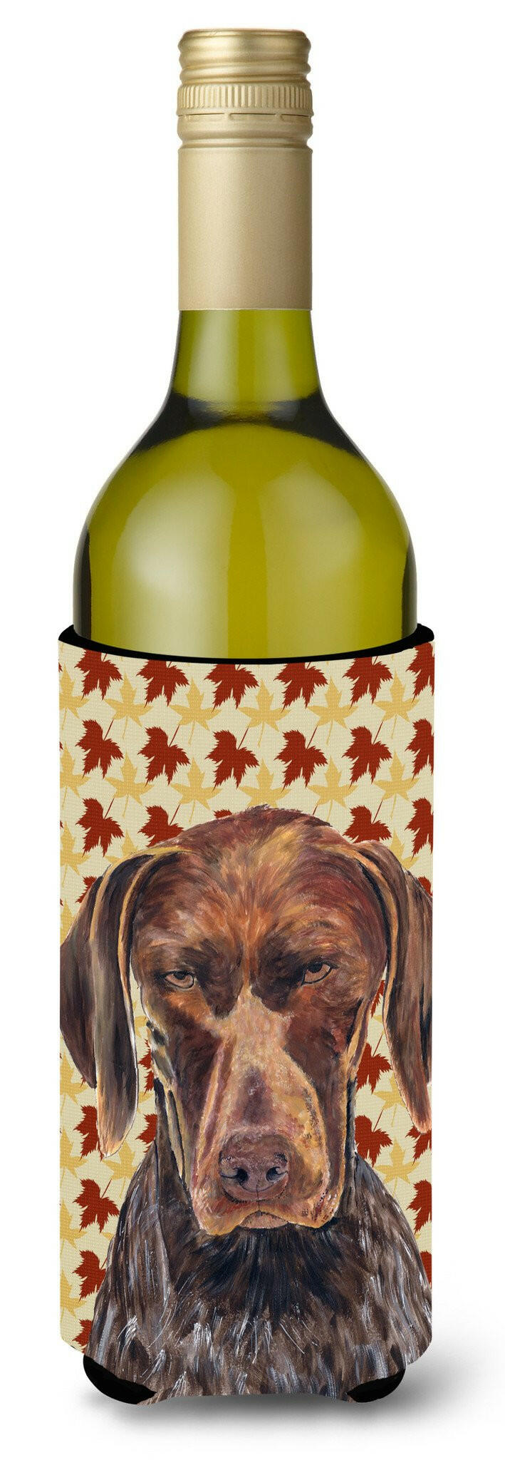 German Shorthaired Pointer Fall Leaves Portrait Wine Bottle Beverage Insulator Beverage Insulator Hugger by Caroline's Treasures