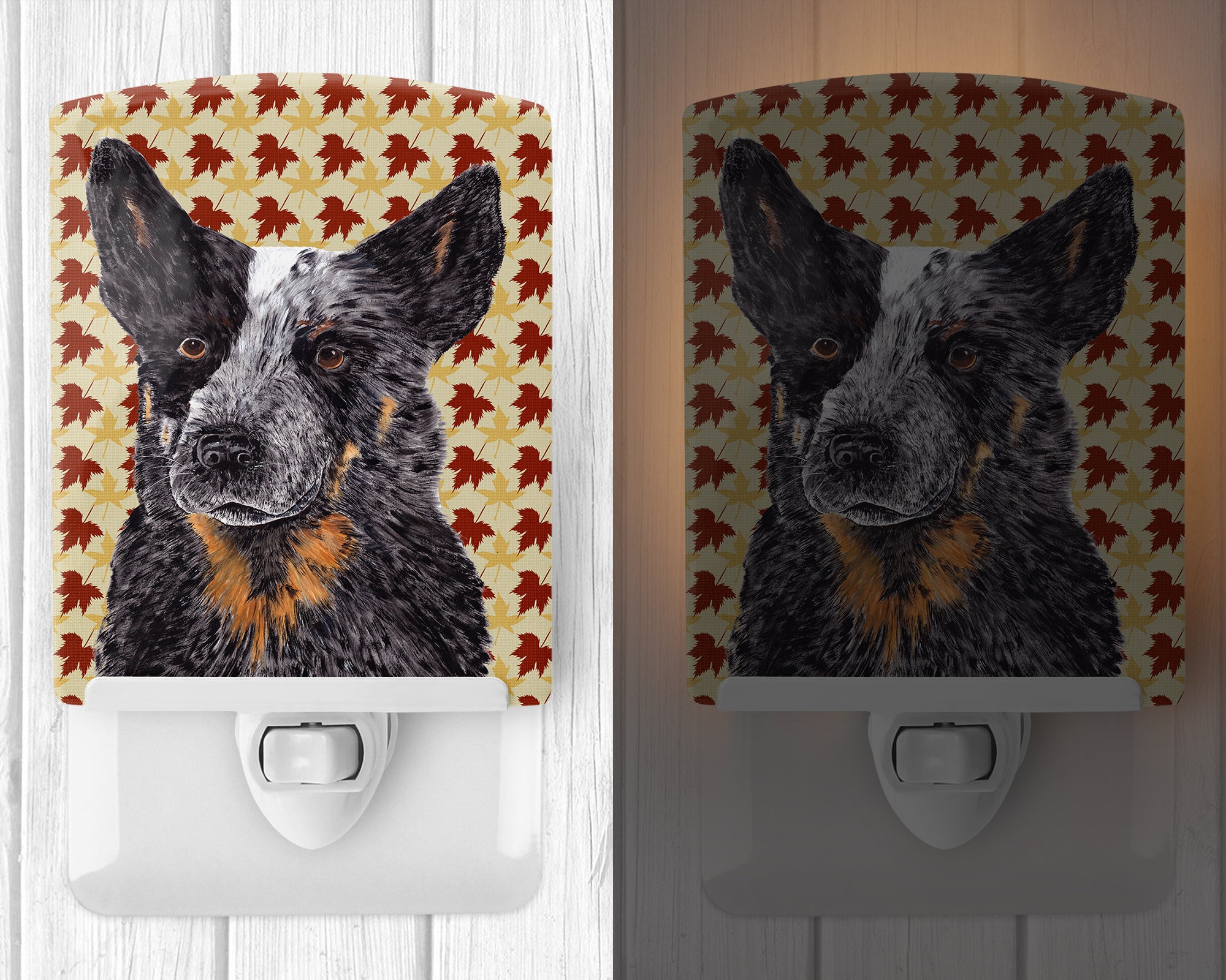 Australian Cattle Dog Fall Leaves Portrait Ceramic Night Light SC9236CNL - the-store.com