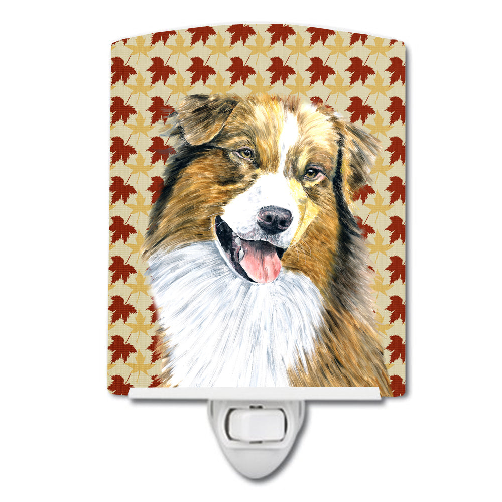 Australian Shepherd Fall Leaves Portrait Ceramic Night Light SC9237CNL - the-store.com