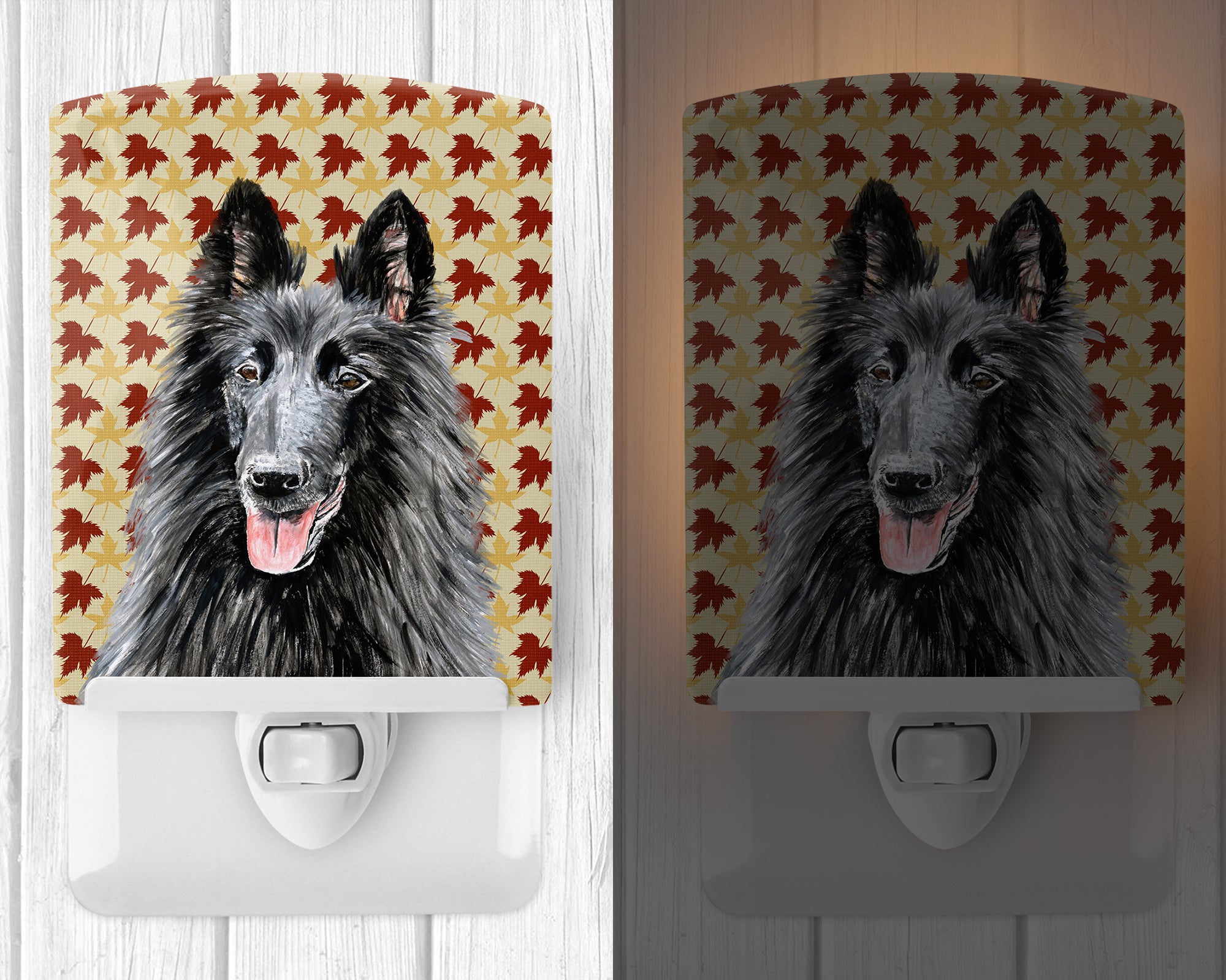 Belgian Sheepdog Fall Leaves Portrait Ceramic Night Light SC9238CNL - the-store.com