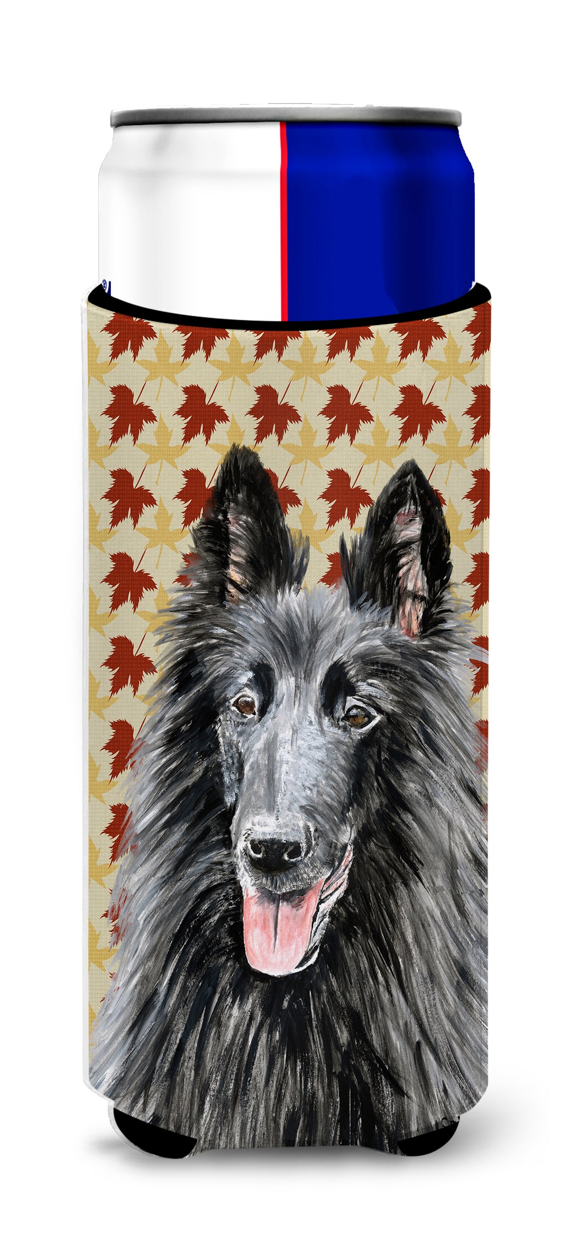 Belgian Sheepdog Fall Leaves Portrait Ultra Beverage Insulators for slim cans SC9238MUK.