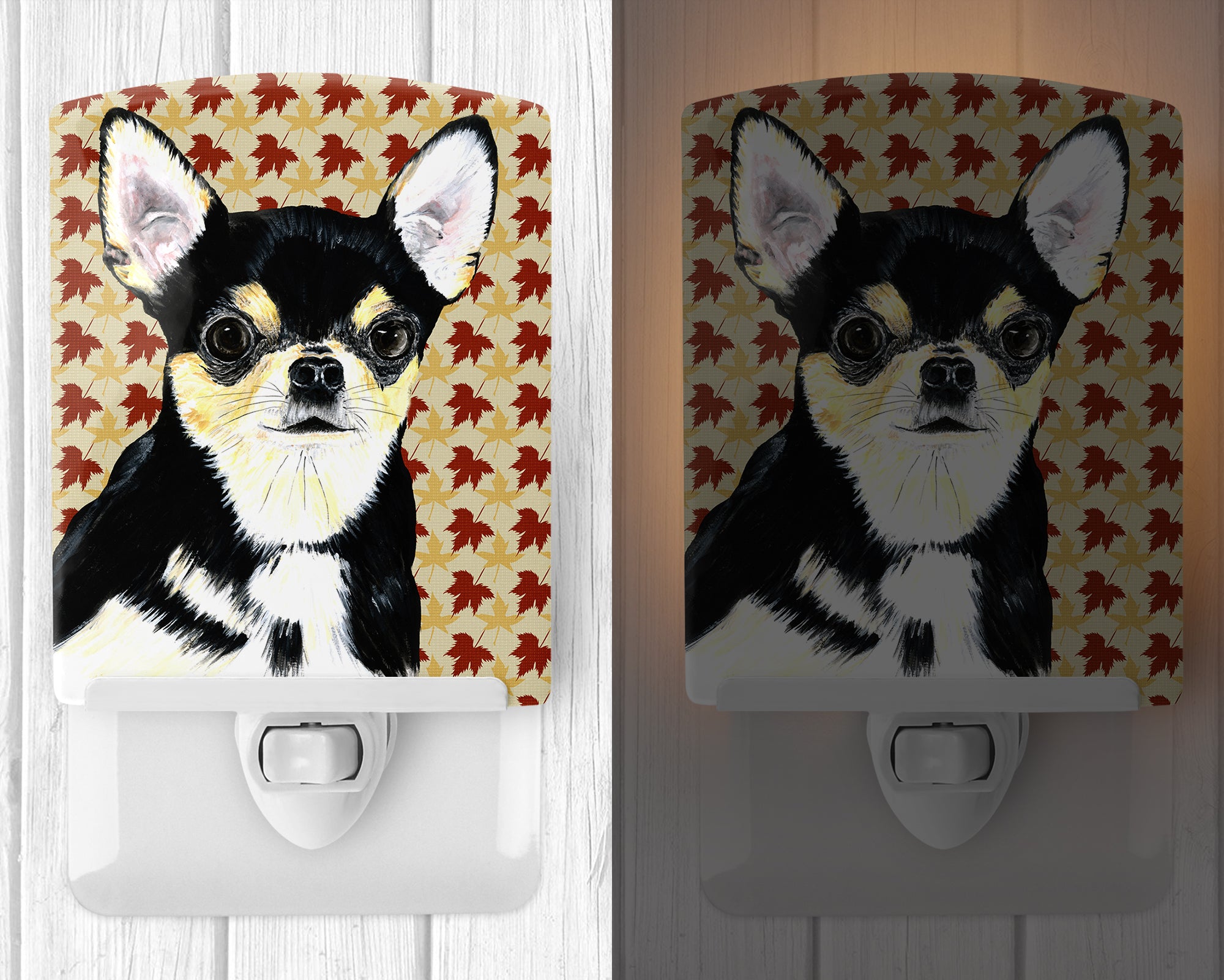 Chihuahua Fall Leaves Portrait Ceramic Night Light SC9239CNL - the-store.com