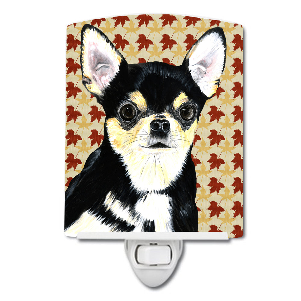 Chihuahua Fall Leaves Portrait Ceramic Night Light SC9239CNL - the-store.com