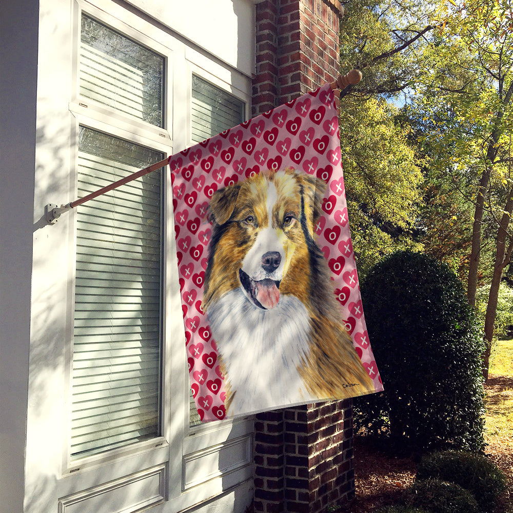 Australian Shepherd Hearts Love and Valentine's Day  Flag Canvas House Size  the-store.com.