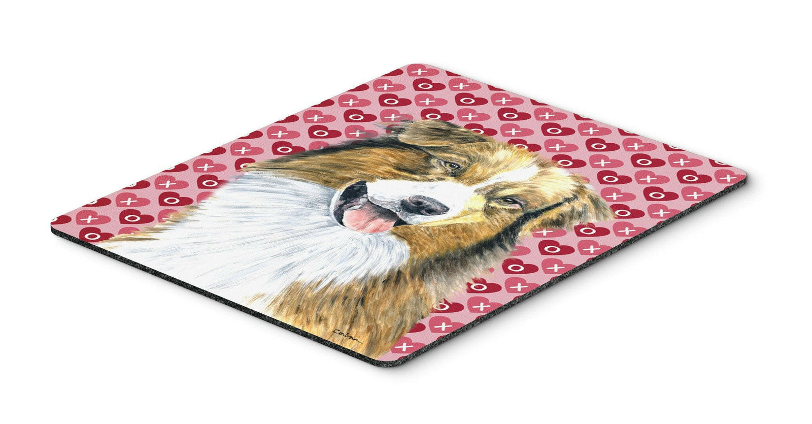 Australian Shepherd Hearts Love Valentine's Day Mouse Pad, Hot Pad or Trivet by Caroline's Treasures