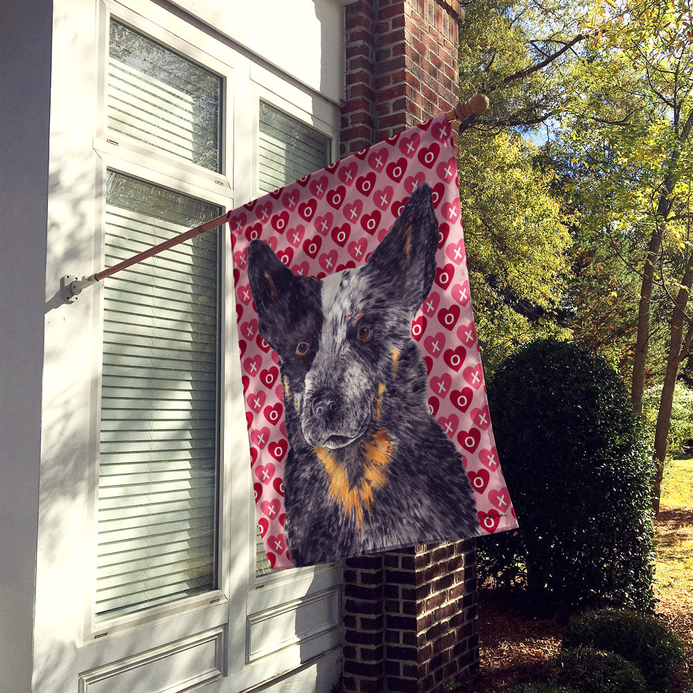 Australian Cattle Dog Hearts Love and Valentine's Day  Flag Canvas House Size  the-store.com.