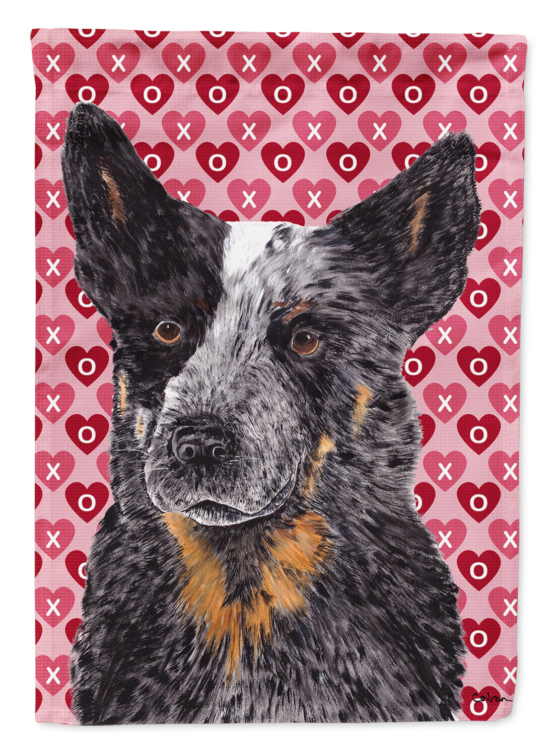 Australian Cattle Dog Hearts Love Valentine's Day Flag Garden Size.