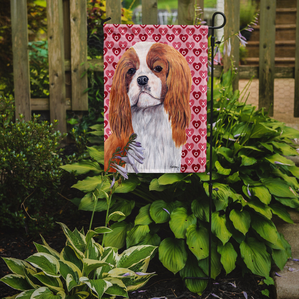 Cavalier Spaniel Hearts Love and Valentine's Day Portrait Flag Garden Size.