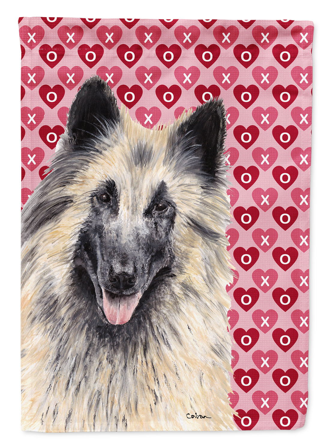 Belgian Tervuren Hearts Love and Valentine's Day Portrait Flag Garden Size.