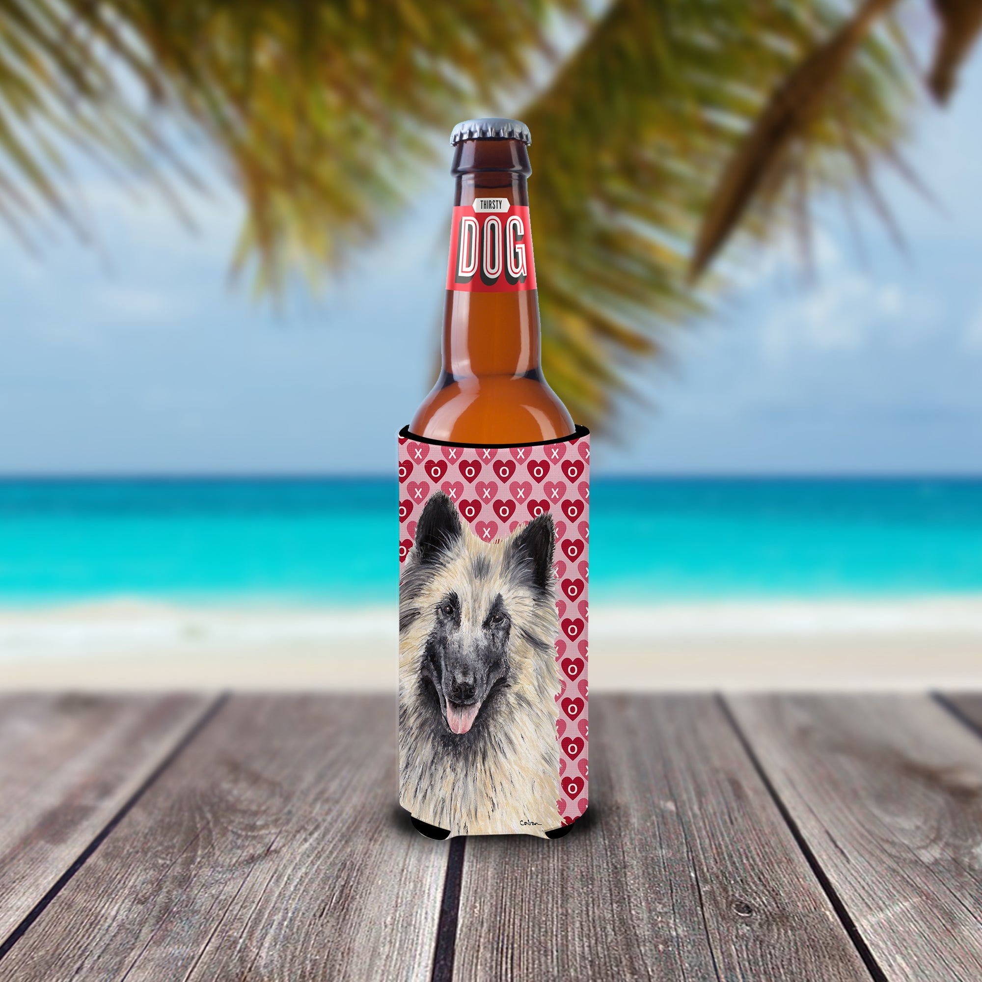 Belgian Tervuren Hearts Love and Valentine's Day Portrait Ultra Beverage Insulators for slim cans SC9247MUK.